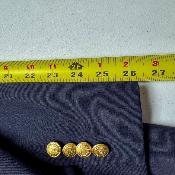Chaps Blazer Men 44L Blue Wool Suit Jacket Business Casual Wedding Gold Buttons - Picture 13 of 15
